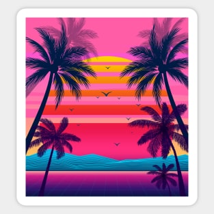 Pink Sunset Retrowave Sticker